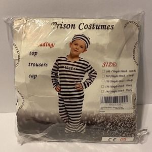 Prisoner Jail Costume Kids Halloween Dress Up Cosplay Pretend Size 9/10 years